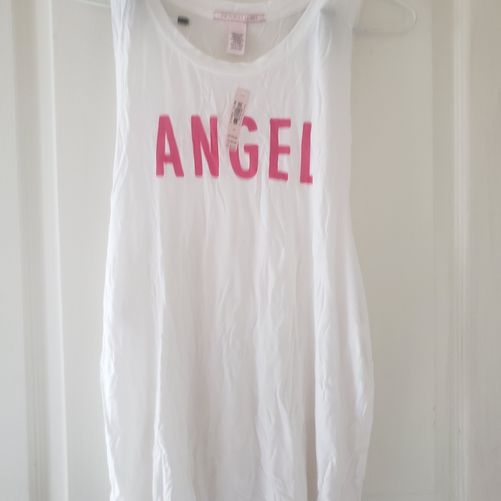 NWT Victoria's Secret White Top with Pink Print
